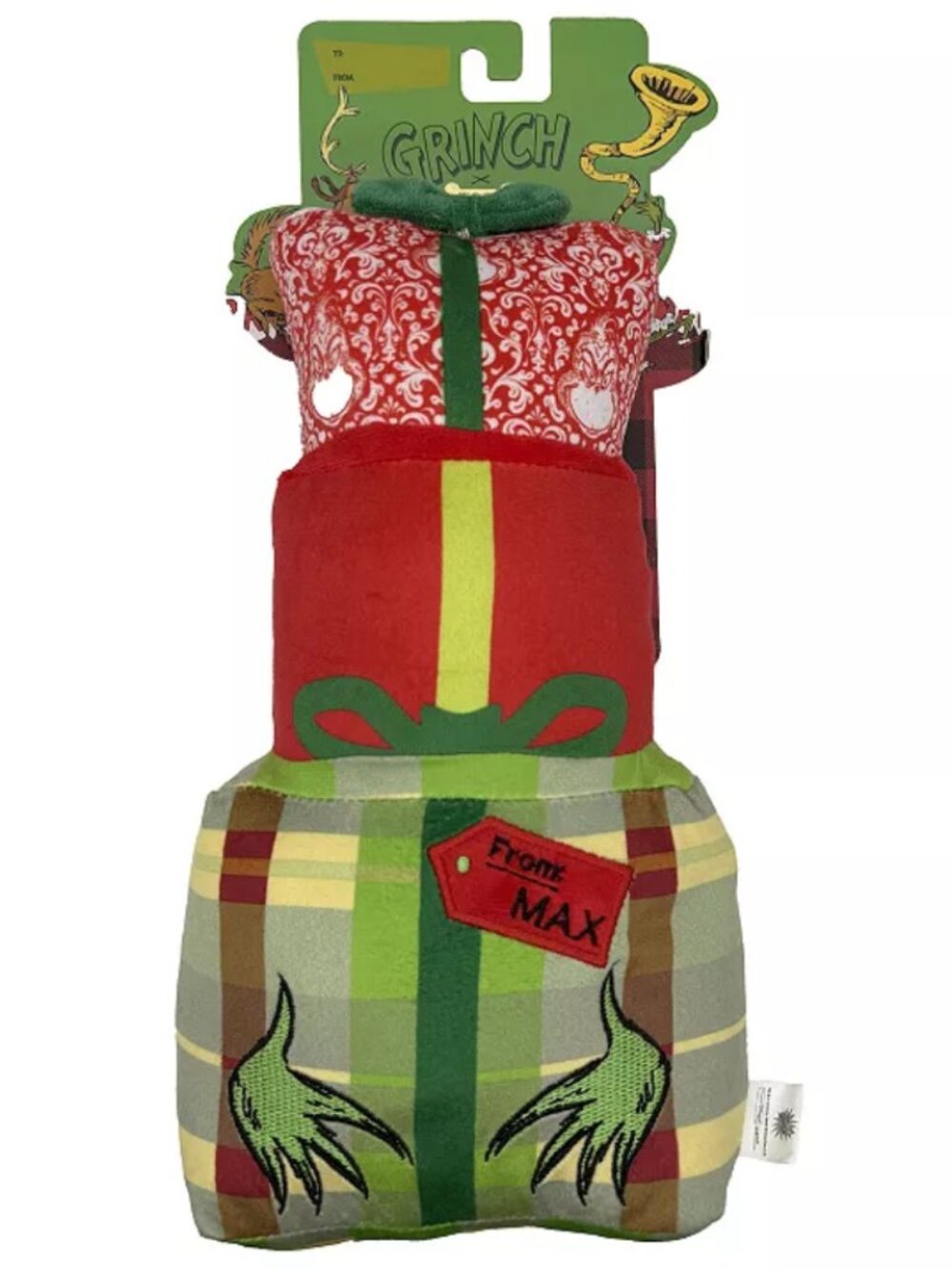 NWT ~ Woof Pet Products' Dr. Seuss Grinch Festive Present Squeaker Plush Pet Toy